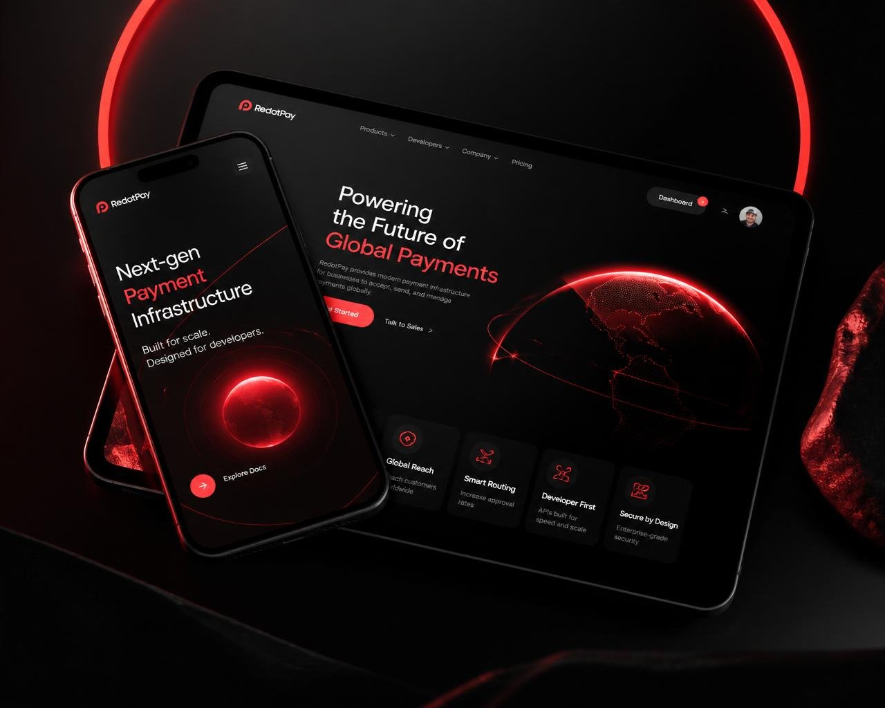 Mockups de iPhone y tablet mostrando landing pages SOLUPAGE
